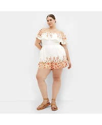 City Chic Plus Poppy Print Playsuit