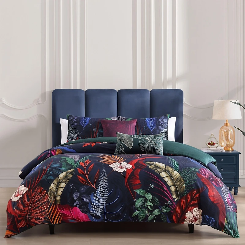 Bebejan Paradise Bedding 100% Cotton Sateen 5 Piece Queen Size Reversible Comforter Set