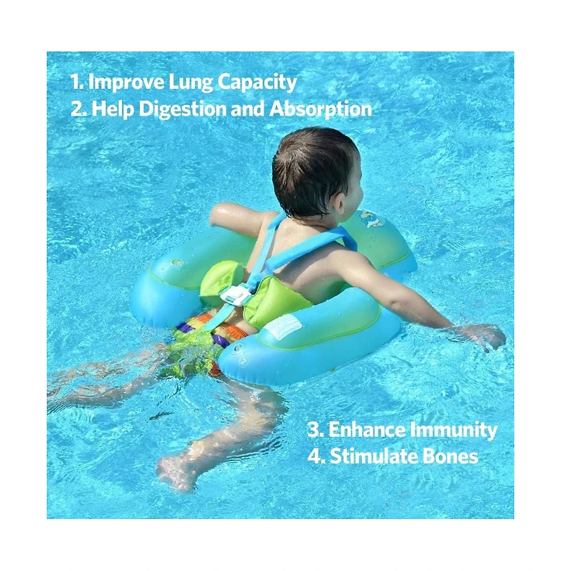 Baby Pool Float with Canopy Baby Float Infant Swimming Float Sun Protection Skin-Friendly Blue