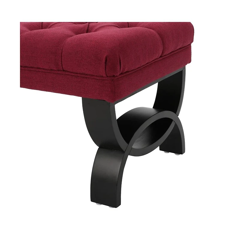 Tufted Ottoman Bench with Diamond Stitching and Elegant Half-Circle Legs for Classic and Modern Interiors-The Pop Home