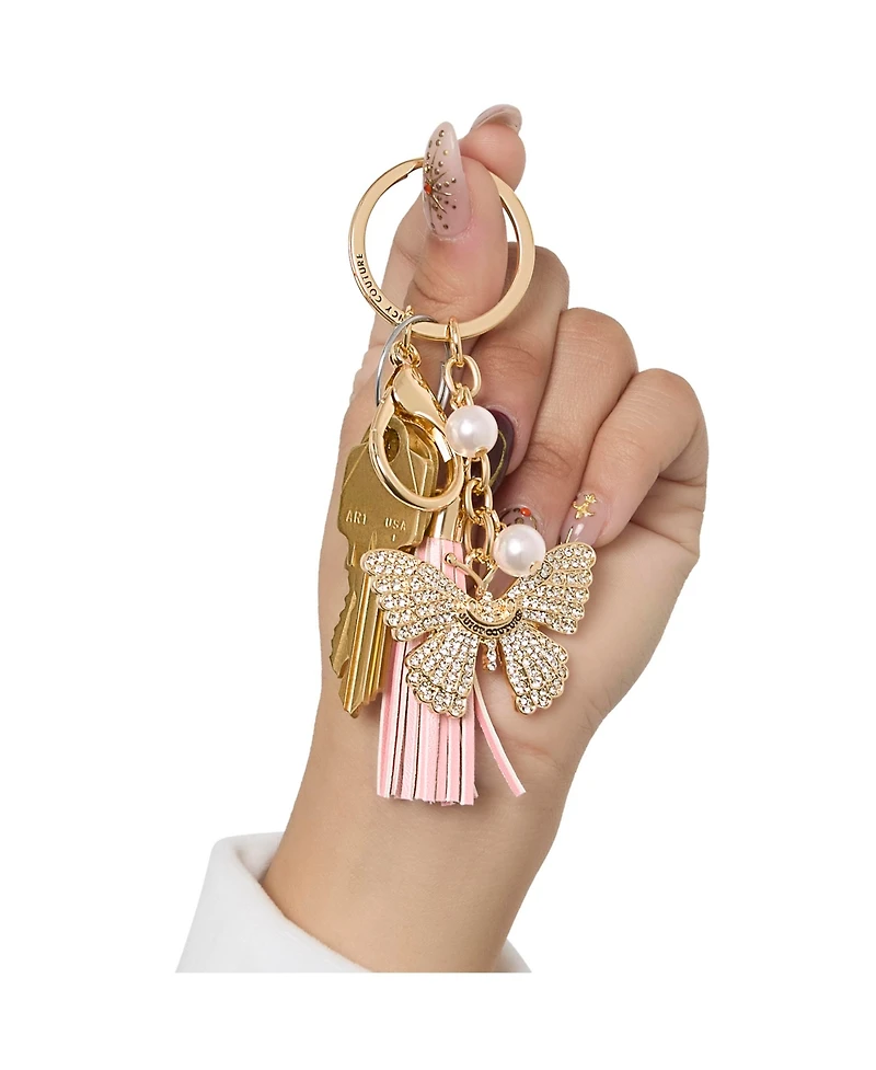 Juicy Couture Butterfly Charm Keychain with Pearls