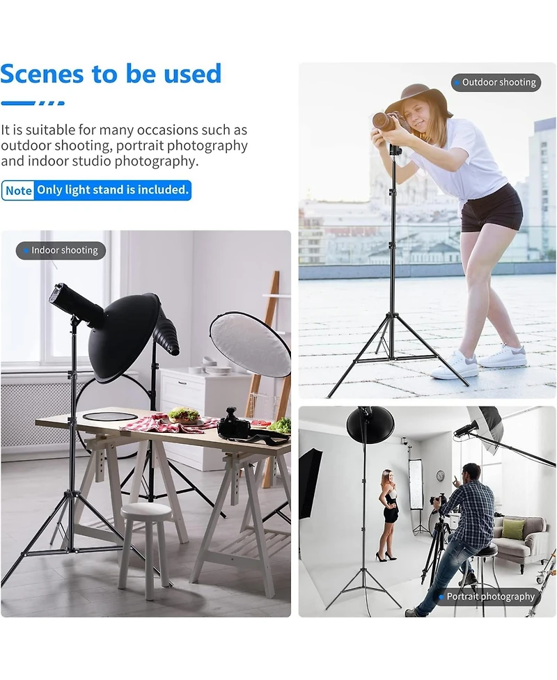 Neewer Photography Light Stand, 3-6.6ft/92-200cm Adjustable Sturdy Tripod Stand for Reflectors, Softboxes, Lights, Umbrellas, Load Capacity: 17.6lb/8k