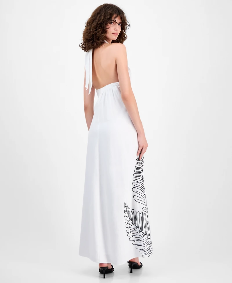 I.n.c. International Concepts Women's Palm Embellished Halter Maxi Dress, Macy's Exclusive