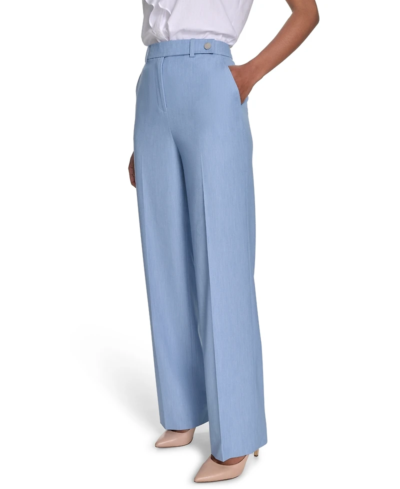 Calvin Klein Women's Faux-Denim Mid Rise Wide-Leg Pants