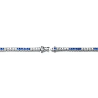 White Gold Plated with Colored Cubic Zirconia Tennis Bracelet