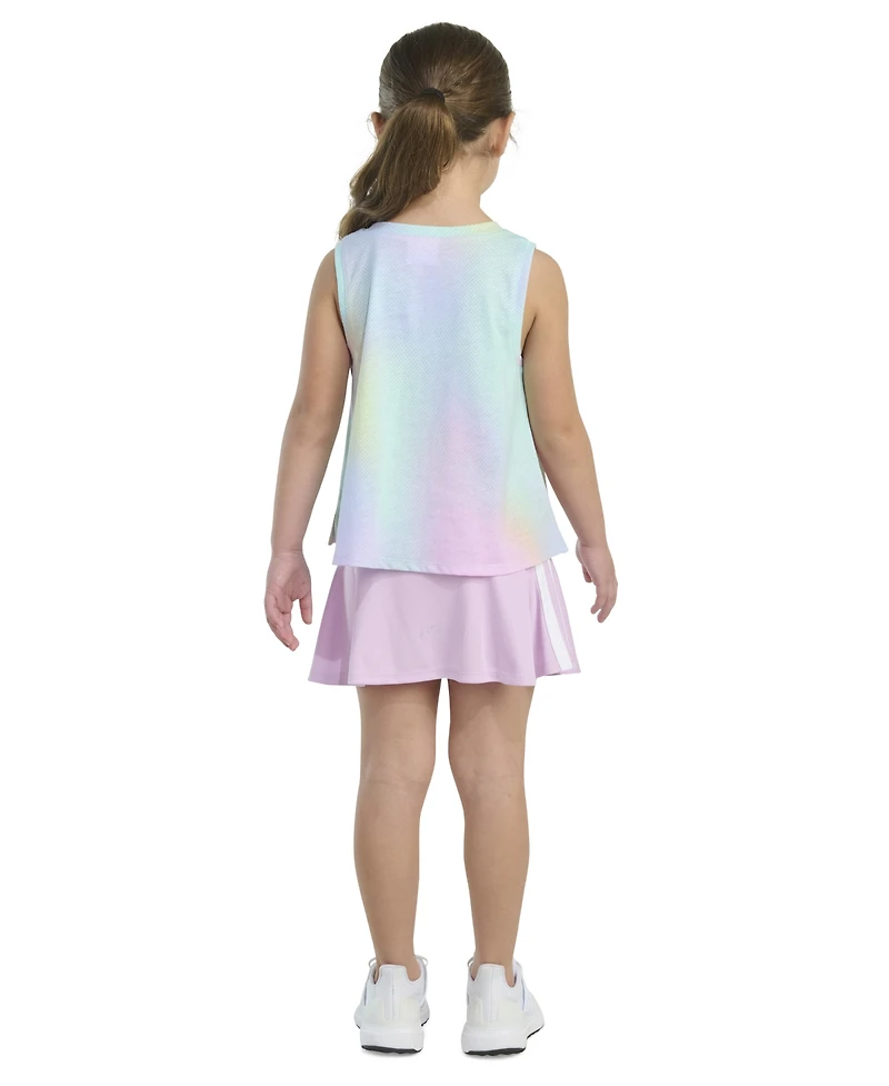 adidas Toddler and Little Girls 2-Piece Printed Tank 3-Stripe Skort Set