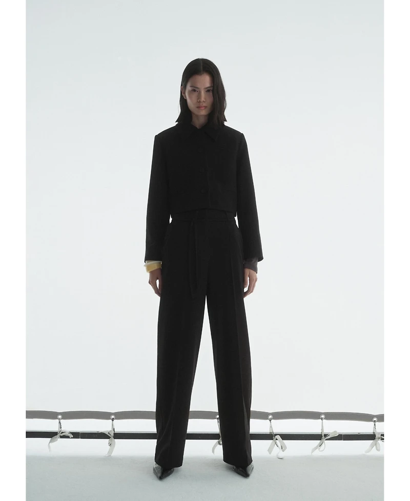 Mango Women's Crop Lapel Suit Jacket