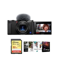Sony Zv-1 Compact 4K Hd Camera Free Bundle With 32GB Sdhc U3 Memory Card, Pc Software Package
