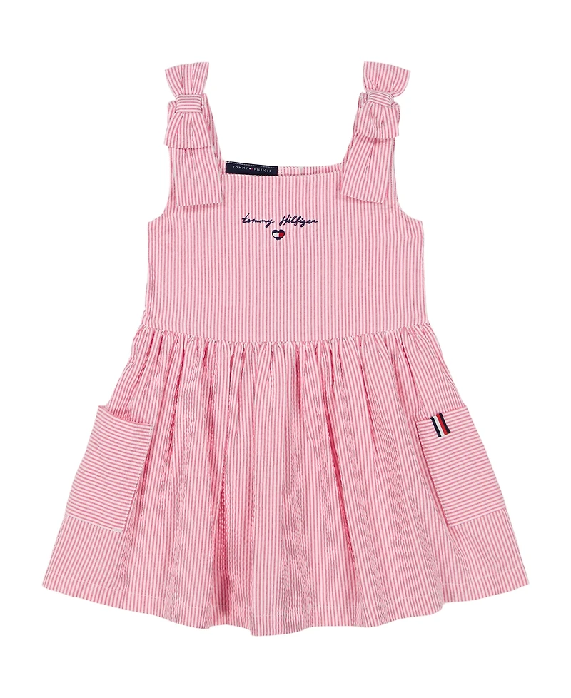 Tommy Hilfiger Toddler and Little Girls Seersucker Striped Romper