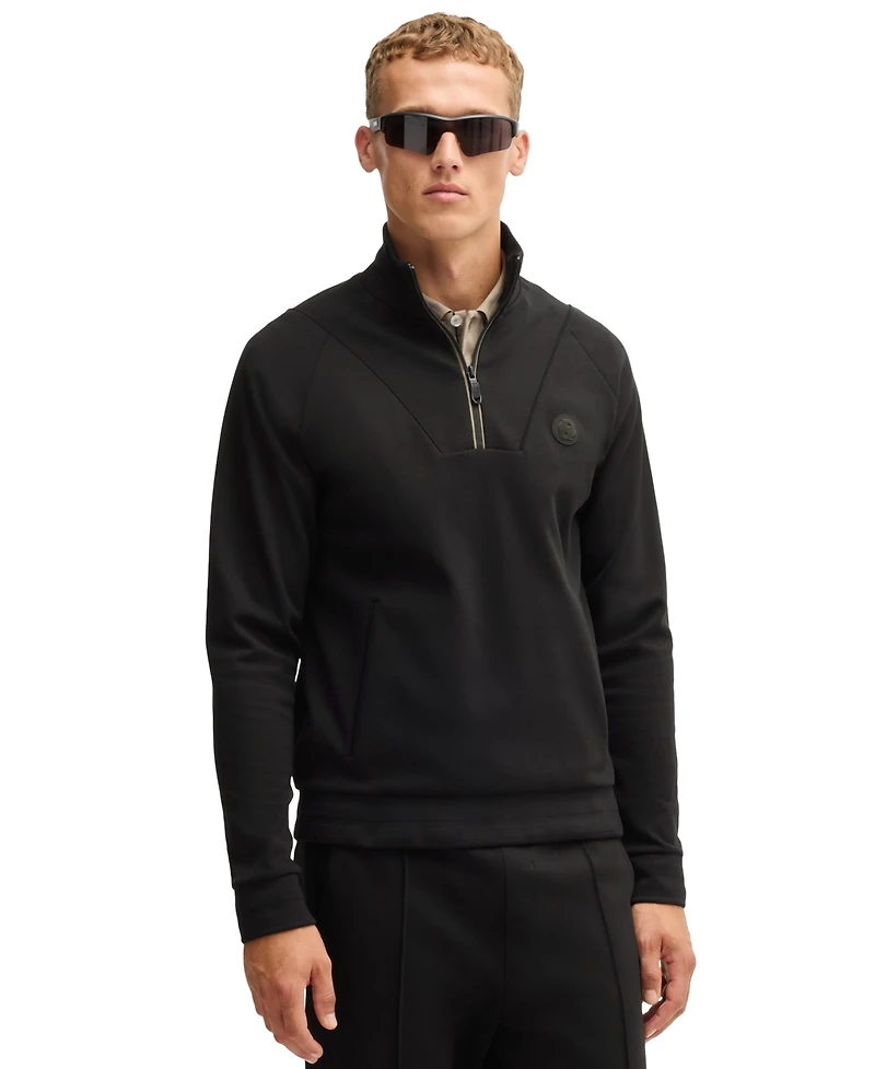Boss by Hugo Men's Double B Monogram Zip-Neck Sweatshirt