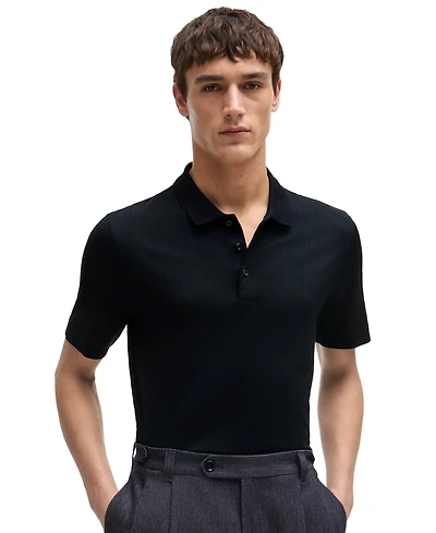Boss by Hugo Men's Quilted Cotton and Silk Regular-Fit Polo Shirt