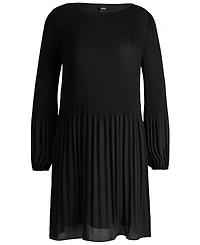 Boss by Hugo Women's Plisse Pleats Regular-Fit Crew-Neck Dress