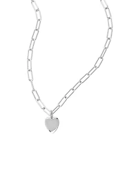 Adornia Tarnish Resistant Silver Heart Charm Paper Clip Chain Necklace