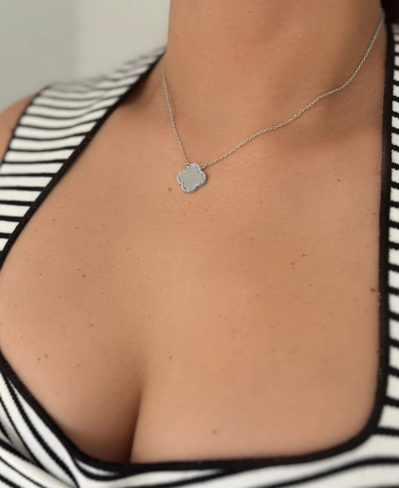 Adornia Silver Clover Halo Necklace