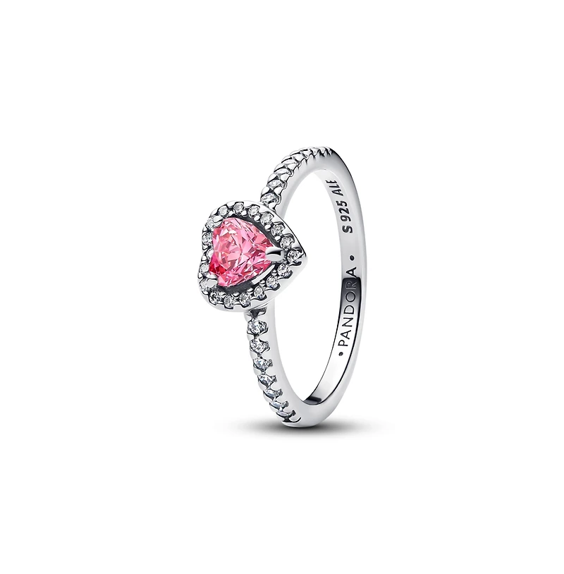 Pandora Elevated Pink Heart Sterling Silver Ring