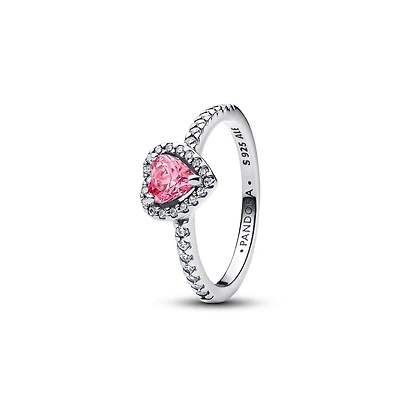 Pandora Elevated Pink Heart Sterling Silver Ring