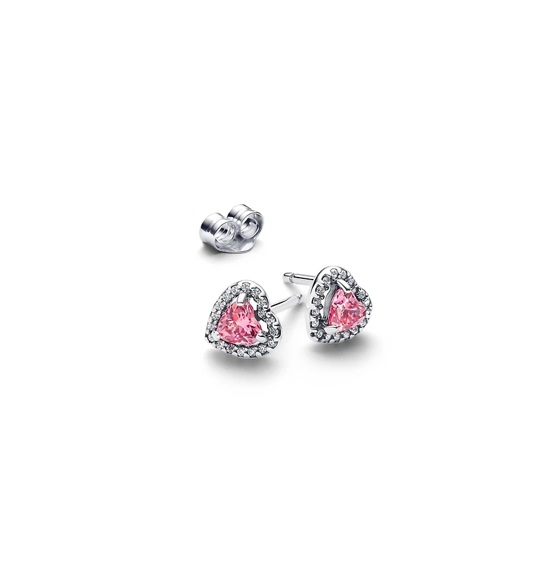 Pandora Sterling Silver Pink Heart Stud Earrings