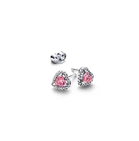 Pandora Sterling Silver Pink Heart Stud Earrings