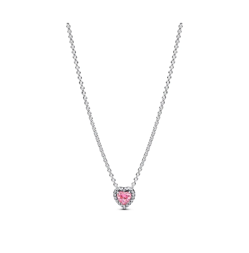 Pandora Sterling Silver Pink Elevated Heart Necklace