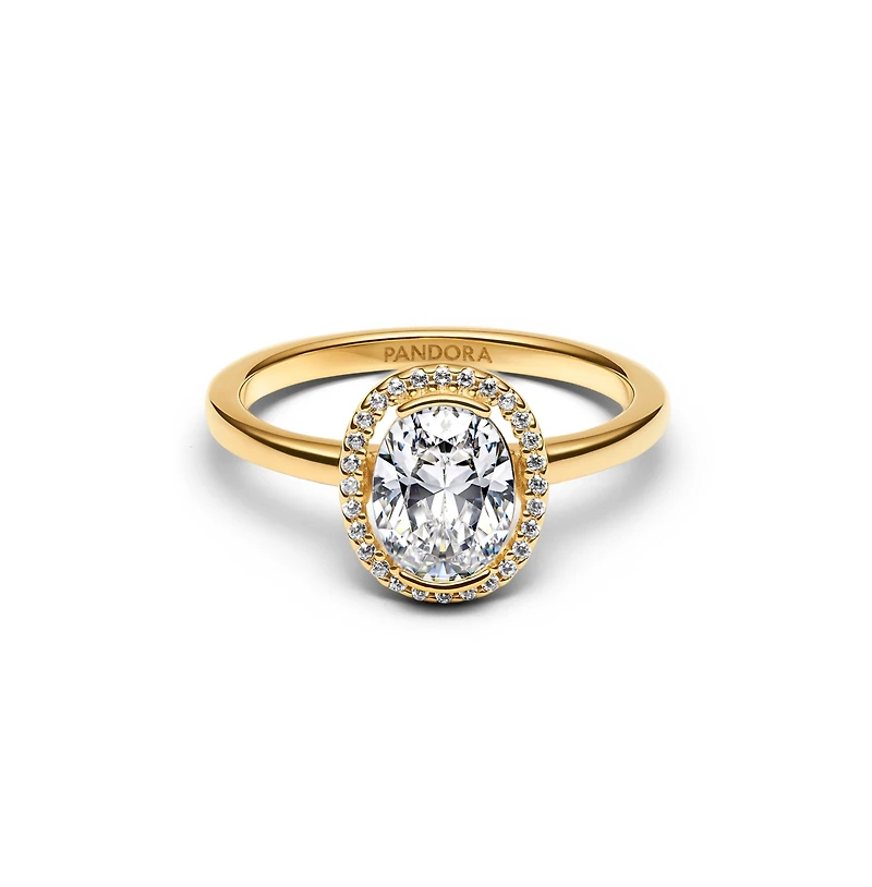 Pandora Oval Sparkling Halo 14K Gold-Plated Ring