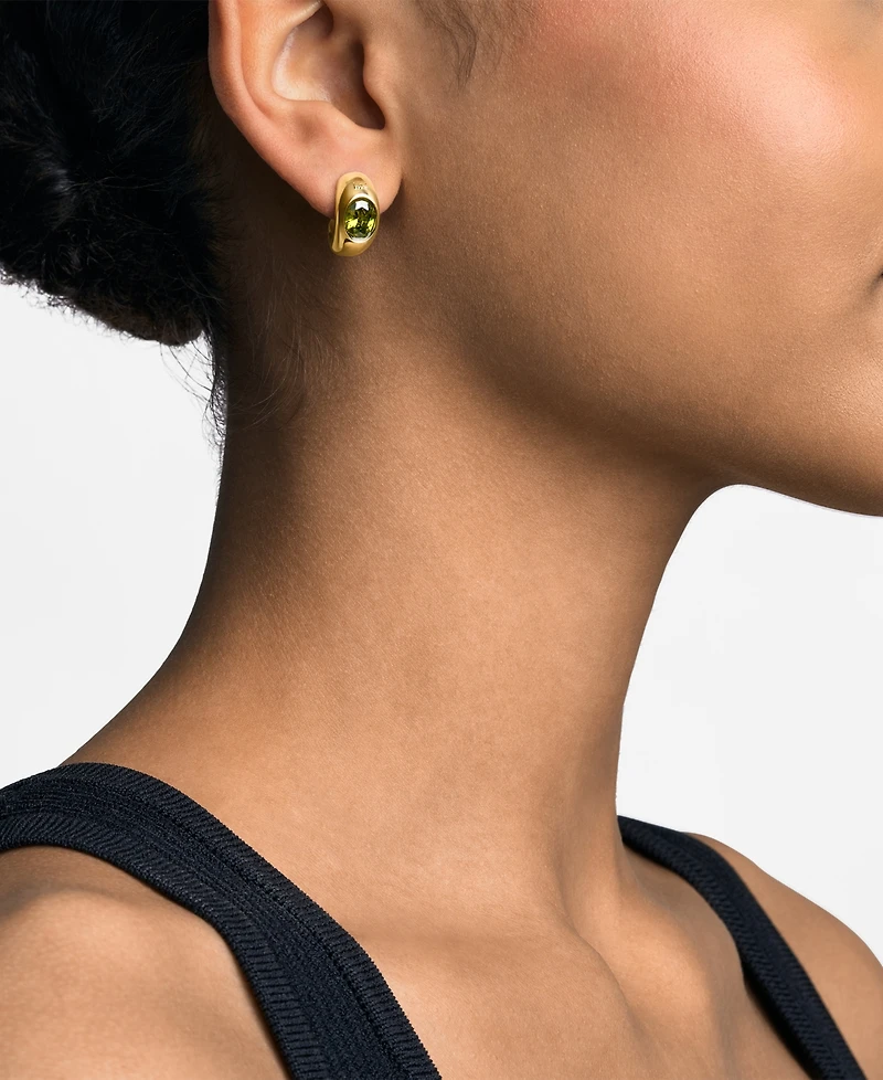 Michael Kors 14K Gold-Plated Brass Oval Stone Hoop Earrings
