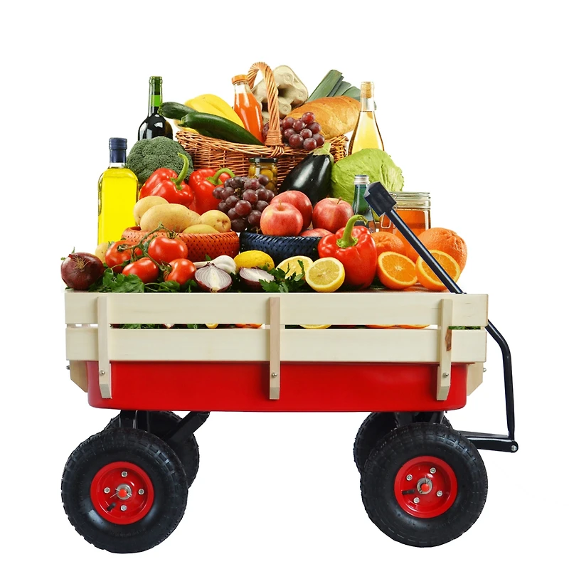 All Terrain Air Tires Outdoor Steel Garden Cart for Haulling Tools or Supplies in Your Backyard
