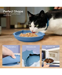P.t. Supply Co. Cat Shaped Silicone Pet Bowl with Non-Slip Suction Base