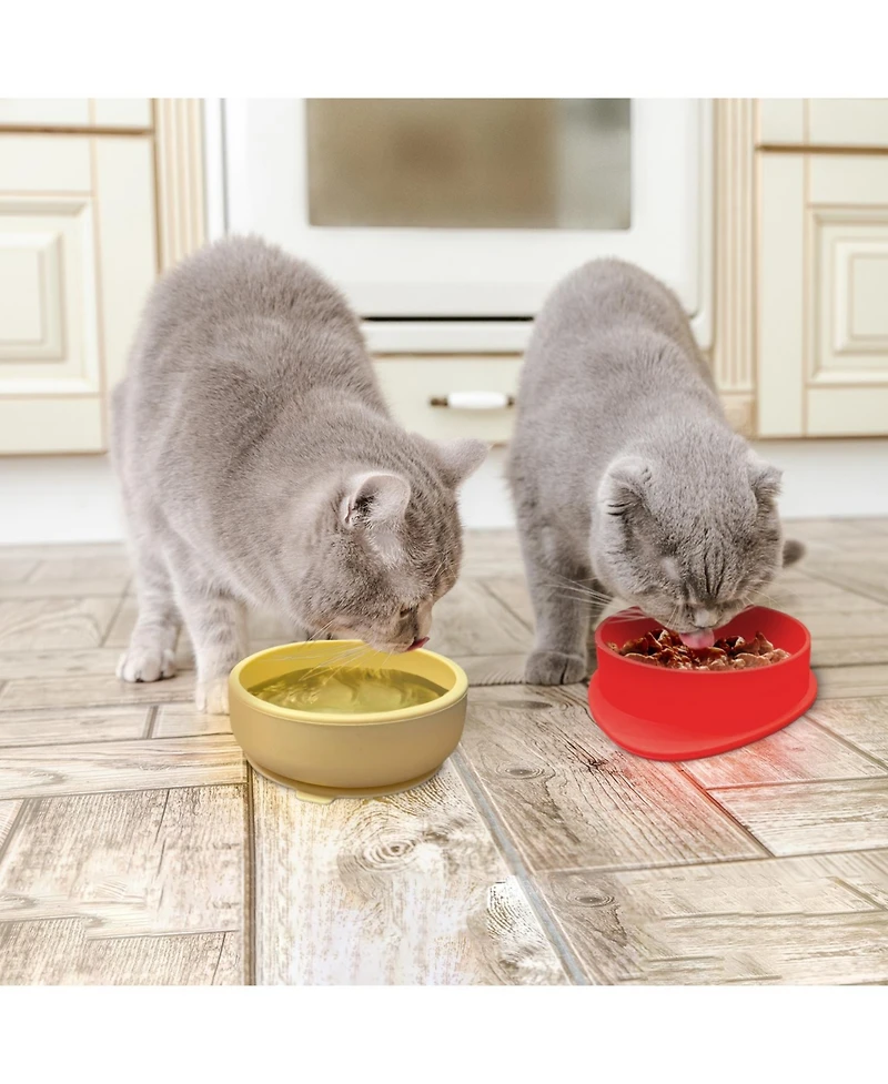 P.t. Supply Co. Red Small Strawberry Shaped Silicone Pet Bowl with Non-Slip Suction Base