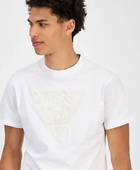 Guess Men's Embroidered Floral Logo Graphic T-Shirt