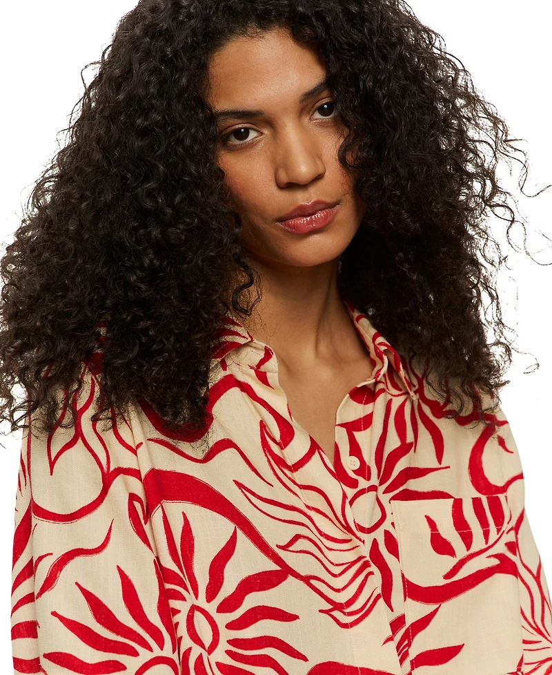Sanctuary Women's Relaxed Vacation Collared Button-Front Shirt