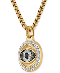 Esquire Men's Jewelry Lab-Created Blue Sapphire (1/4 ct. t.w.) & Diamond (1/4 ct. t.w.) Evil Eye 22" Pendant in 14k Gold Plated Sterling Silver, Exclu