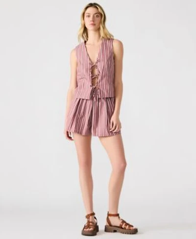 Steve Madden Womens Aliza Striped Tie Front Top Malena Striped Pull On Shorts