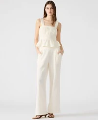 Steve Madden Womens Gabrielle Smocked Top Pomeline Pull On Pants