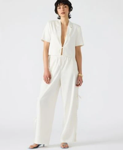 Steve Madden Womens Fia Short Sleeve Blazer Fia Side Tie Wide Leg Pants