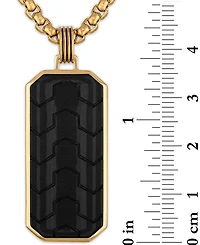 Esquire Men's Jewelry Carbon Fiber Dog Tag 22" Pendant Necklace in Black & Gold-Tone Ion Plated Stainless Steel, Exclusively at Macy's