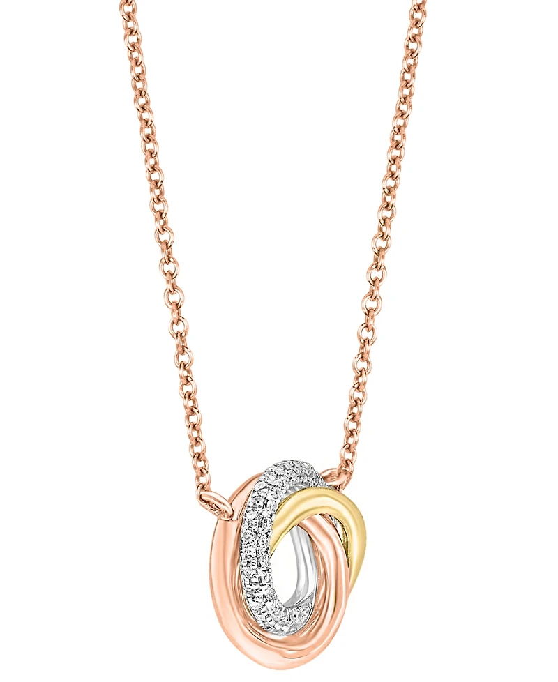 Lali Jewels Diamond Swirl Knot 18" Pendant Necklace (1/10 ct. t.w.) in 14k Tricolor Gold