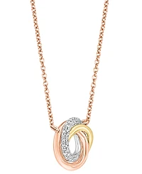 Lali Jewels Diamond Swirl Knot 18" Pendant Necklace (1/10 ct. t.w.) in 14k Tricolor Gold