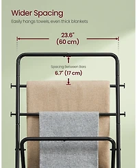 Foldable Towel Rack with 4 Hooks and Blanket Holder for Bathroom or Bedroom Use