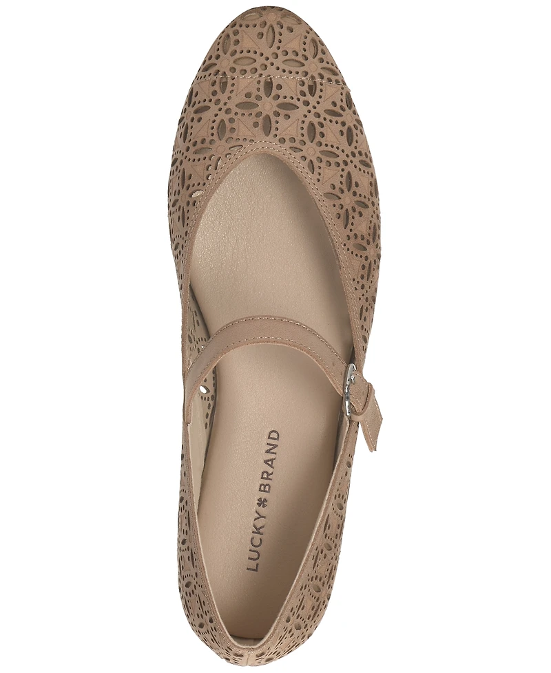 Lucky Brand Women's Cyrena Eyelet Mary Jane Ballet Flats