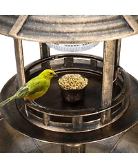 Outdoor Garden Birdbath with Solar Light for Illuminated Decor