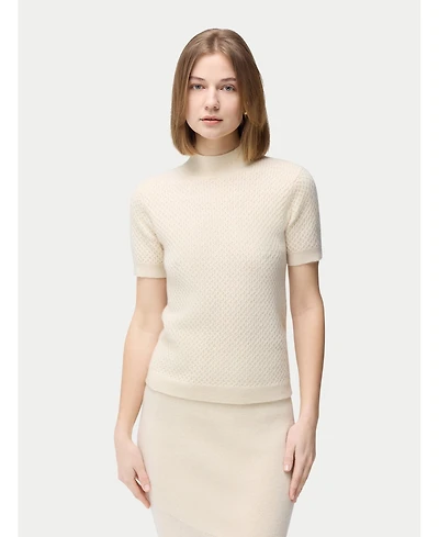 Gobi Cashmere Women's Organic Color Short-Sleeve Textured Top