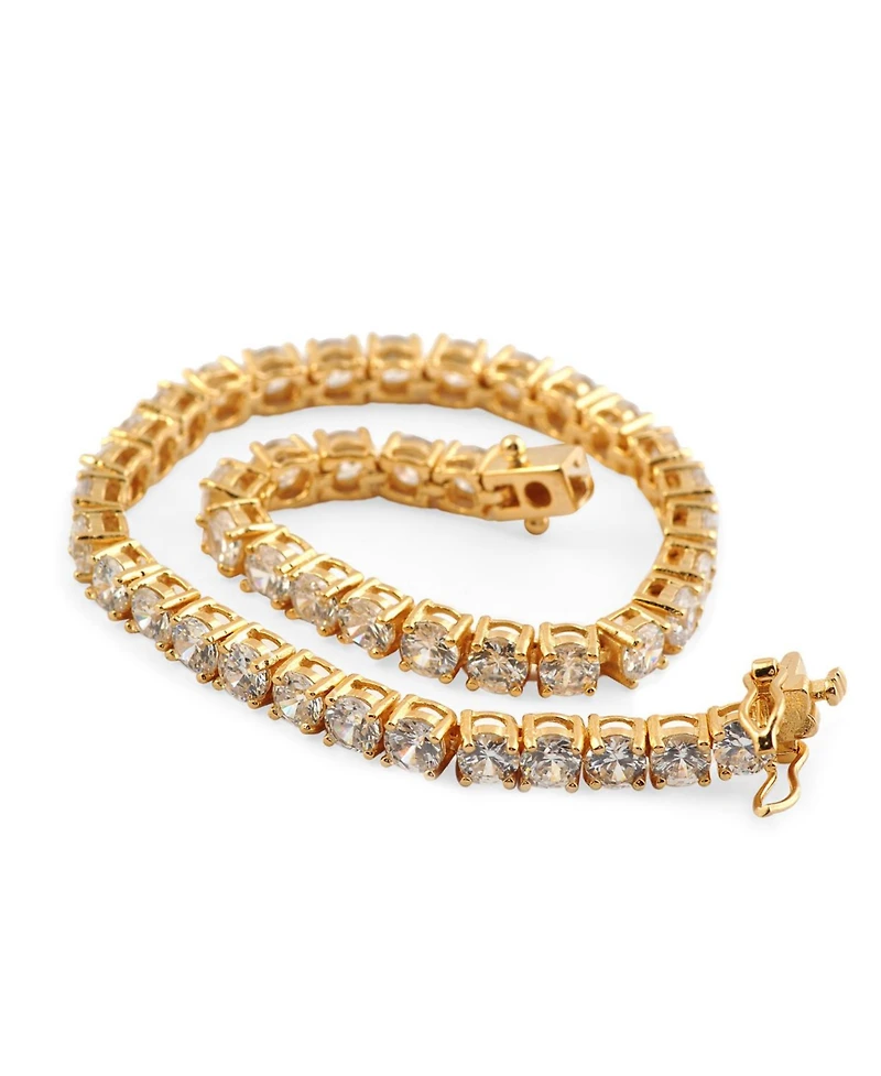 Sterling Silver with 3mm Colored Cubic Zirconia Tennis Bracelet White Gold Plated, Black 14K or 18K Rose Plated