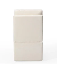 Modern Upholstered Chenille Armless Dining Chairs With Casters