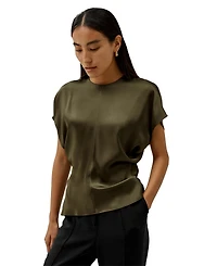 Women's Short Batwing Sleeve Silk Contour Top