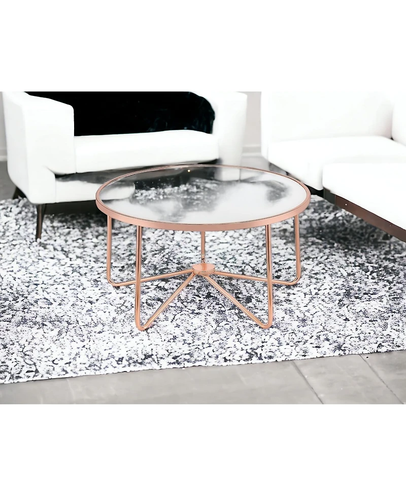 Frosted Glass and Rose Gold Coffee Table for Modern Living Room Decor