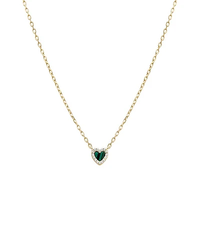 By Adina Eden Mini Pave Colored Gemstone Heart Pendant Necklace