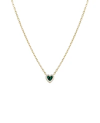 By Adina Eden Mini Pave Colored Gemstone Heart Pendant Necklace
