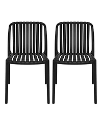 Outdoor Stackable Polypropylene Plastic Dining Side Chairs (Set of 2)