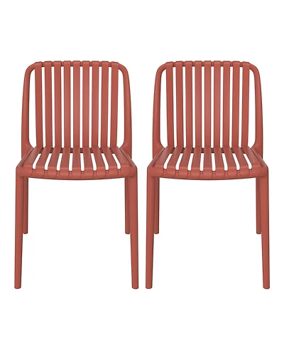 Outdoor Stackable Polypropylene Plastic Dining Side Chairs (Set of 2)