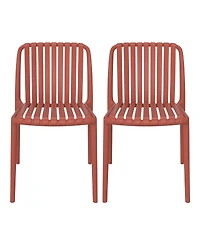 Outdoor Stackable Polypropylene Plastic Dining Side Chairs (Set of 2)